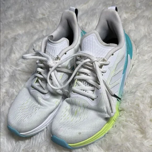 Adidas White Sneakers with Green and Blue Highlights - Picture 2 of 5